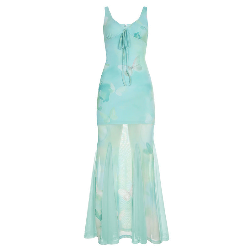 Hip Lifting Semi-permeable Mesh Long Dress