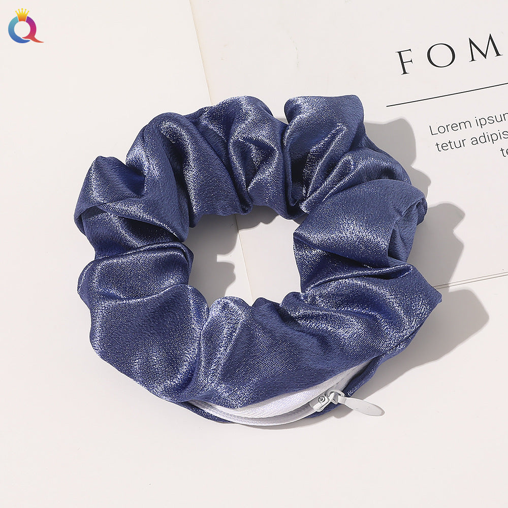 European And American Printed Satin Zipper Large Intestine Hair Ring