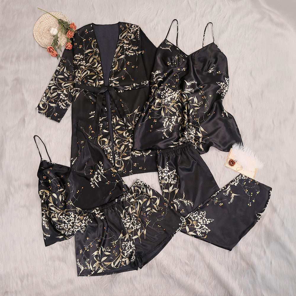 Large-Size 5-Piece Pajama Set For Women
