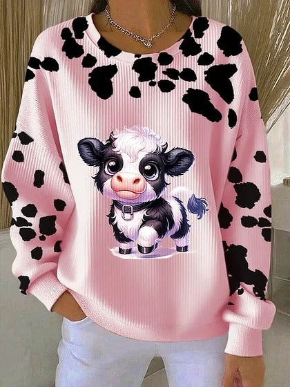 Womens Relaxed Casual Christmas-Style Pullover Top