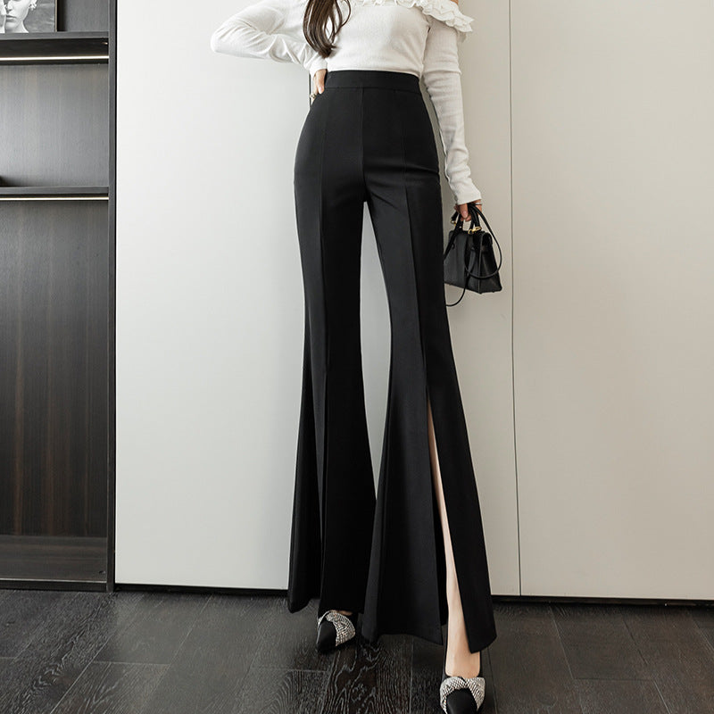 High-waisted Slim Drooping Split Flared Pants