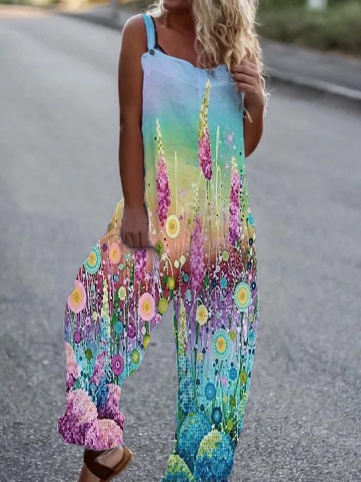Printed Loose Cotton And Linen Suspenders