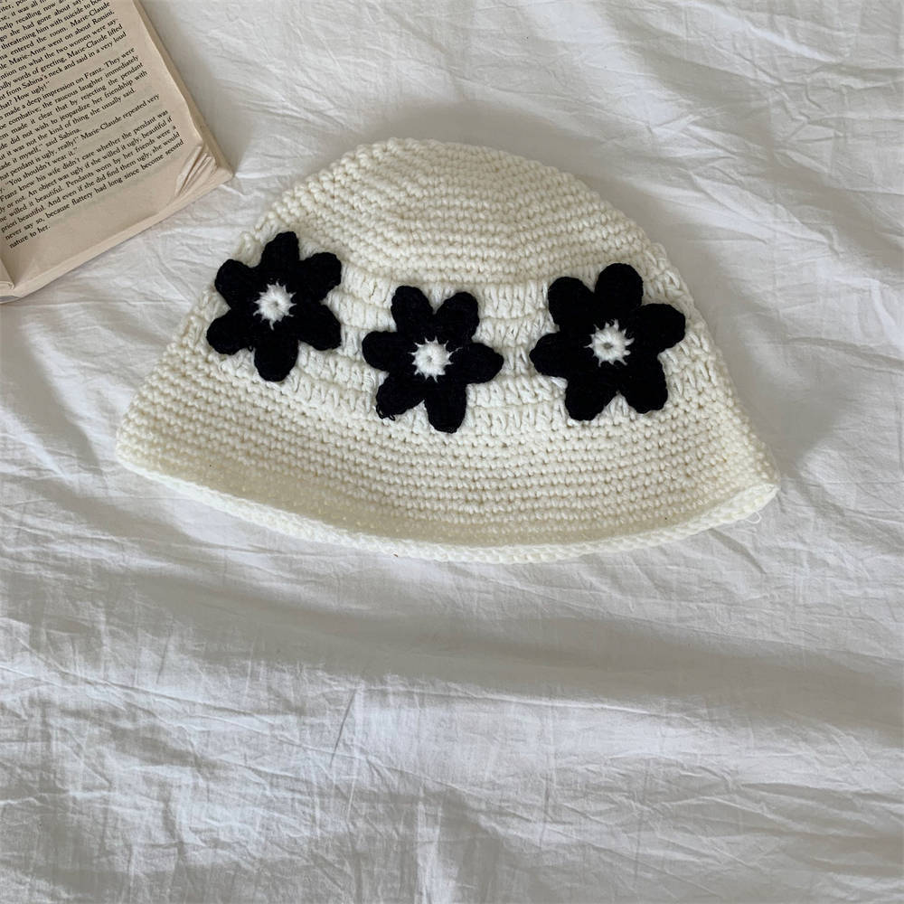 Niche Retro Handmade Flower Bucket Hat Japanese Sweet All-matching