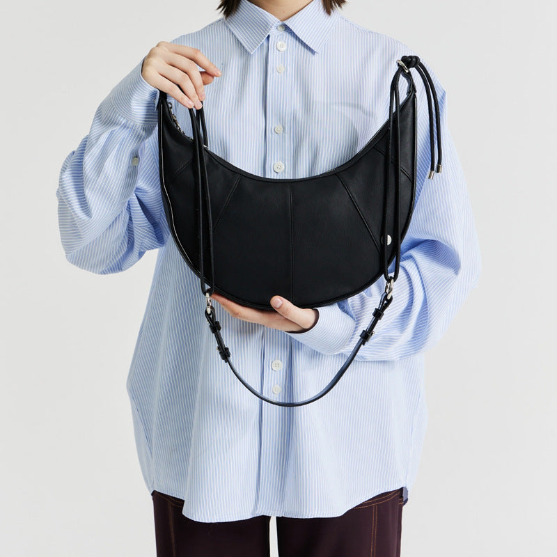 Capacity Soft Leather Crescent-shaped Shoulder Bag