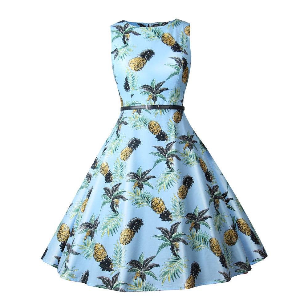 1950s Retro-Style Flapper Dress With A Festive Print