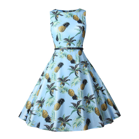 1950s Retro-Style Flapper Dress With A Festive Print