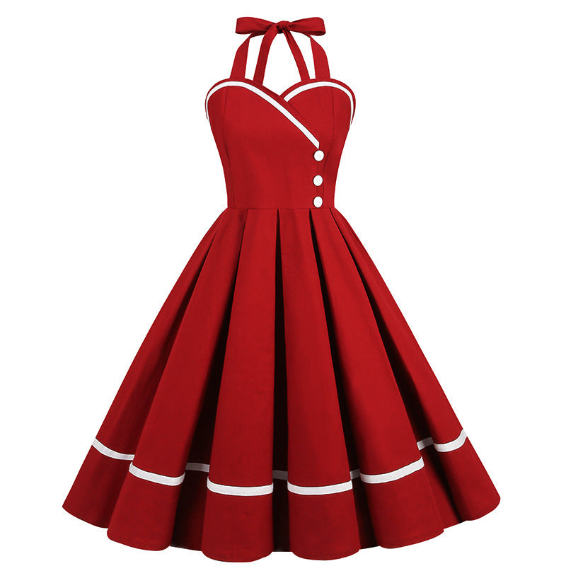 Retro-style Cinched-waist A-line 1950s Dress With A Voluminous Skirt