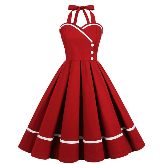 Retro-style Cinched-waist A-line 1950s Dress With A Voluminous Skirt