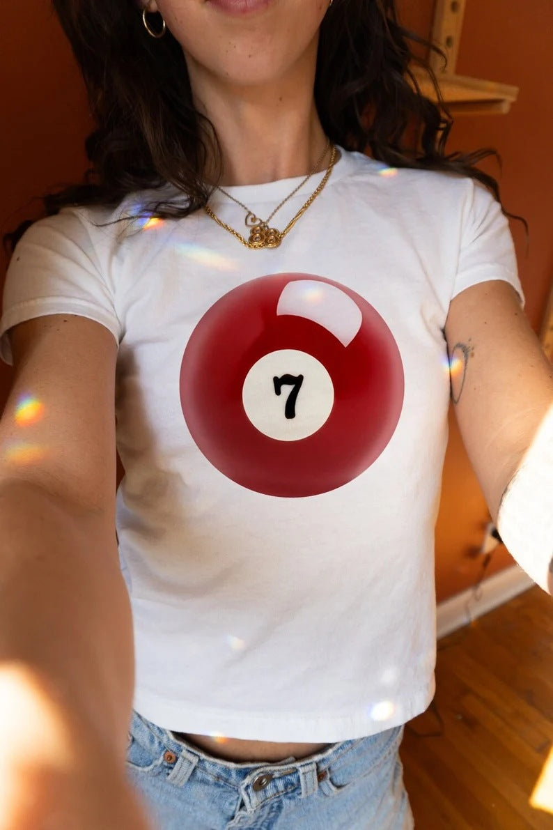 Round Neck T-shirt All-match Letters Printed Midriff-baring Short Sleeve