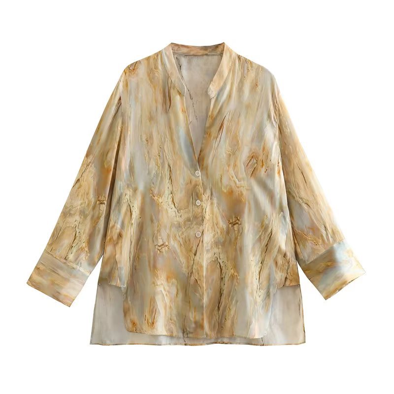 Fashion Simple Asymmetric Tie-dye Printed Shirt Straight-leg Pants Suit