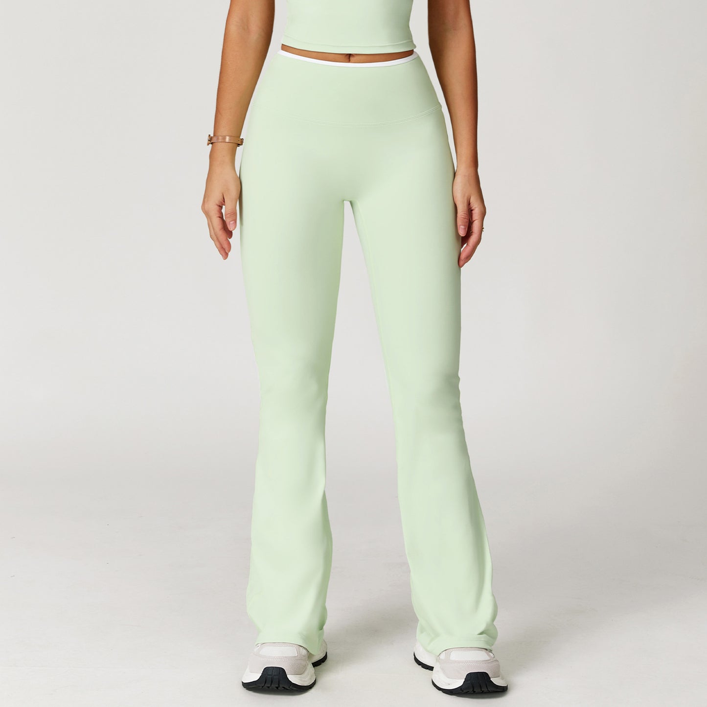 Contrast-color High-waist Flared Athletic Pants For Women