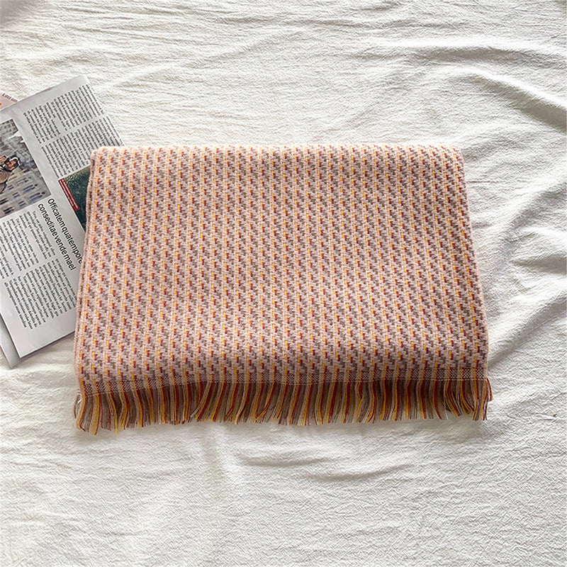 European And American Cashmere Warm Tassel Shawl Thickened Scarf
