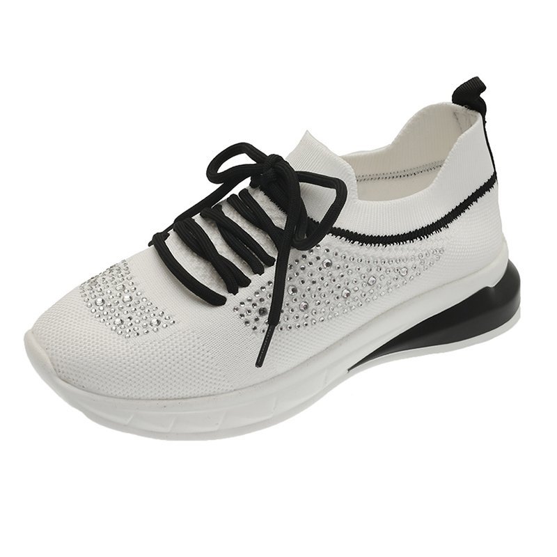 Sommer ny stil Rhinestone Casual Sko Dame Gåsko Strømpe Sportssko