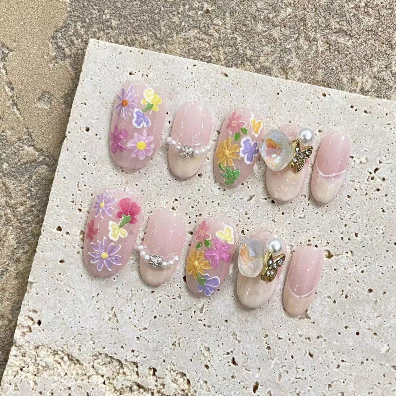 Nail Art Spring Little Flowers Summer Vibe Wearable Fake Nails