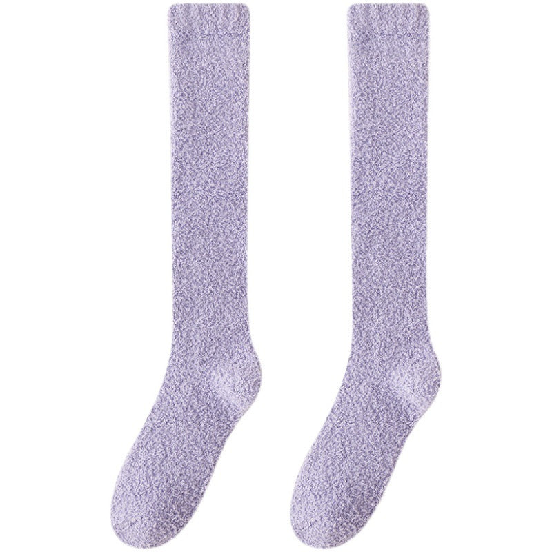 No Hair Loss Coral Velvet Knee Socks For Children To Thicken And Keep Warm