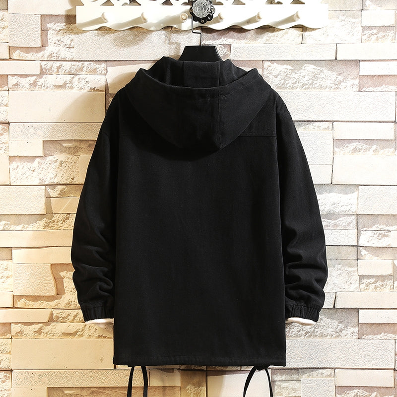 Men's Loose Half-zip Hooded Cargo Jacket