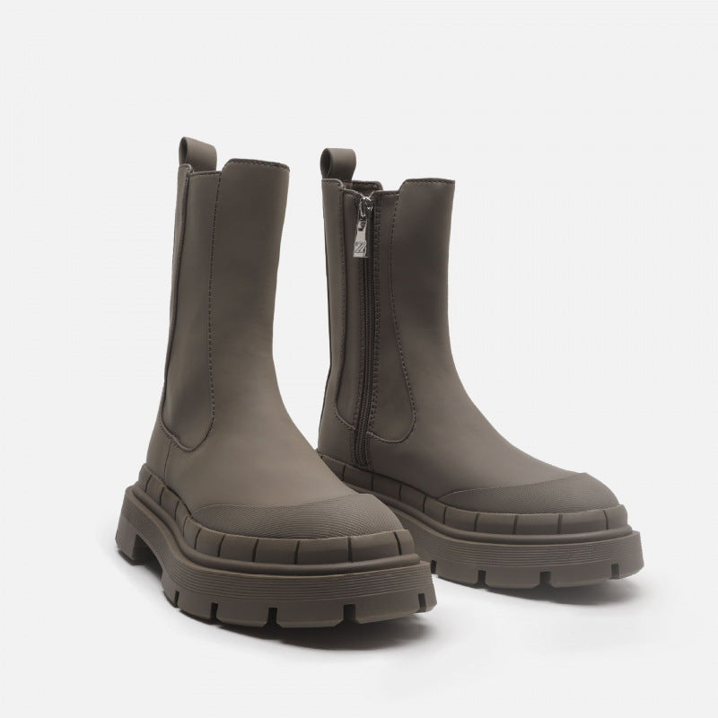 Side Zipper Martin Boots With Thick Soles Are Slim