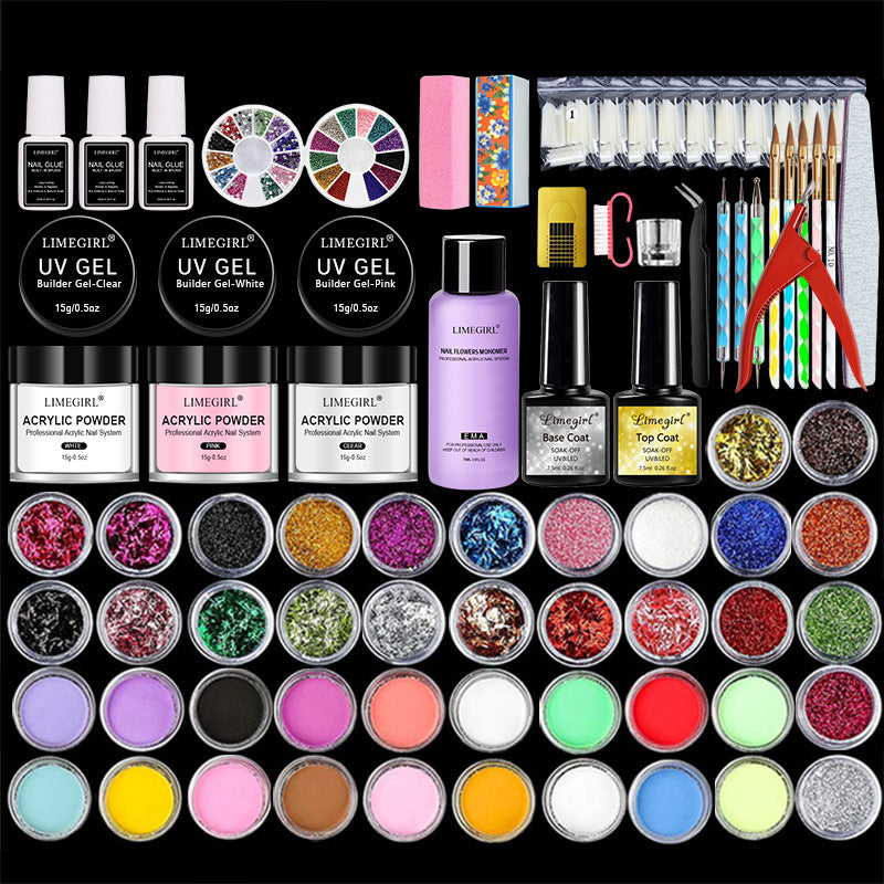 Acrylic Powder Crystal Liquid White French Nail Tip 42 Colors Dance Suits Bottom Rubber Seal Layers