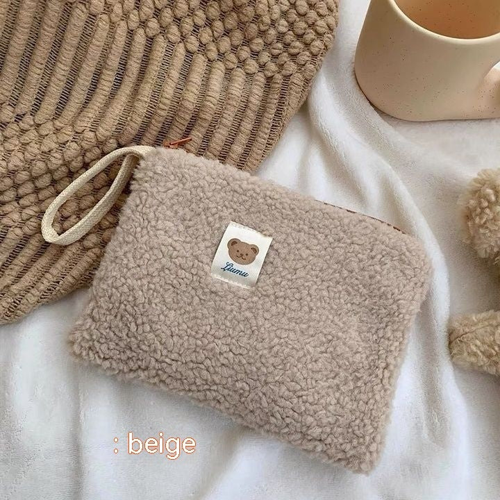 Portable Plush Cute Bear Cosmetic Storage Bag