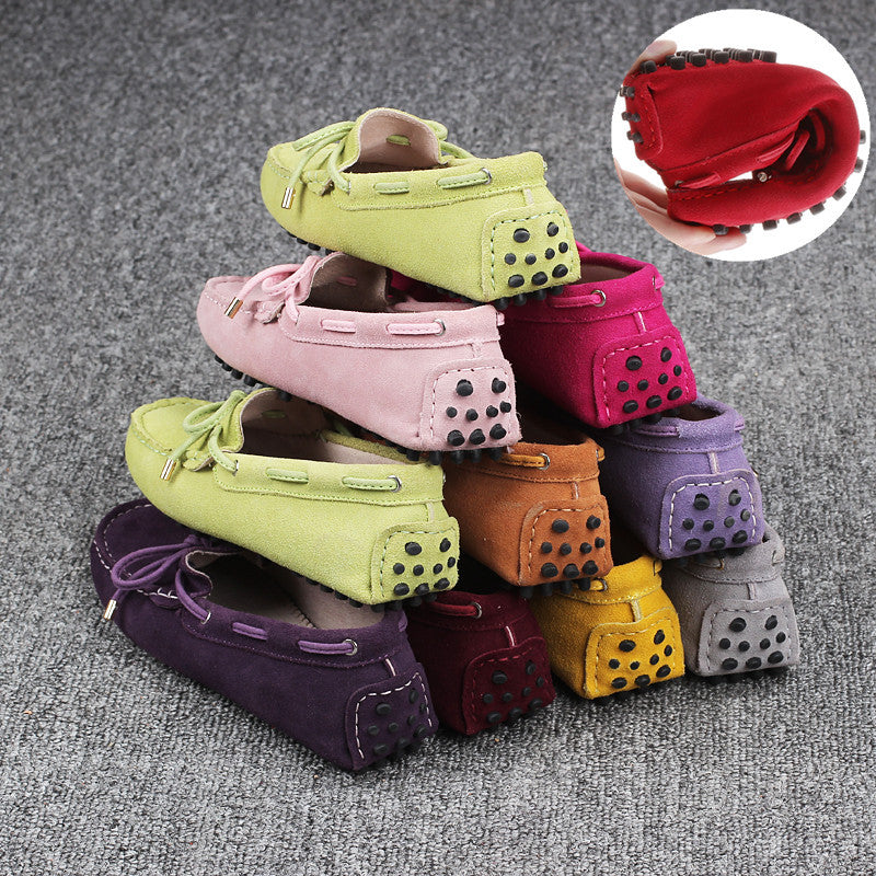 The New Bowknot All-match Leather Breathable Shallow Flat Shoes