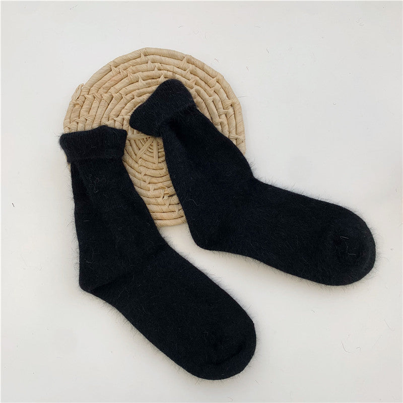 Japanese Winter Solid Color Thickened Warm Rabbit Wool Socks