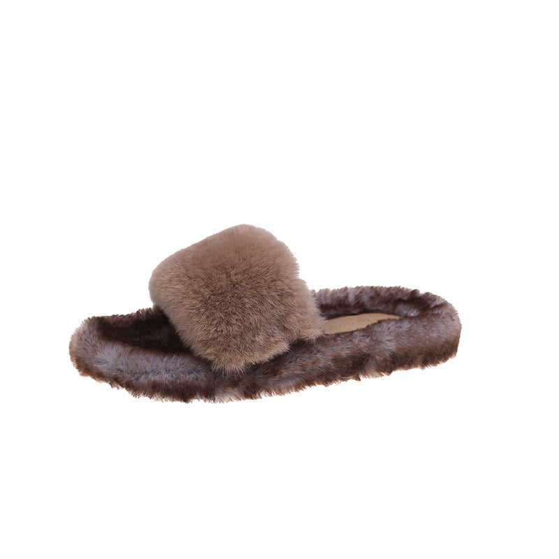 Women's New Flat Bottomed Casual Wool Slippers