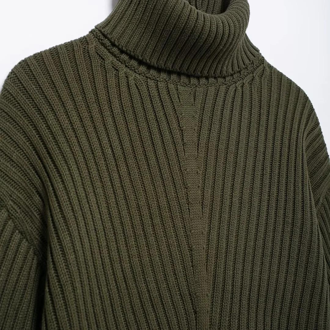 Retro Loose High Collar Rib Short Sweater