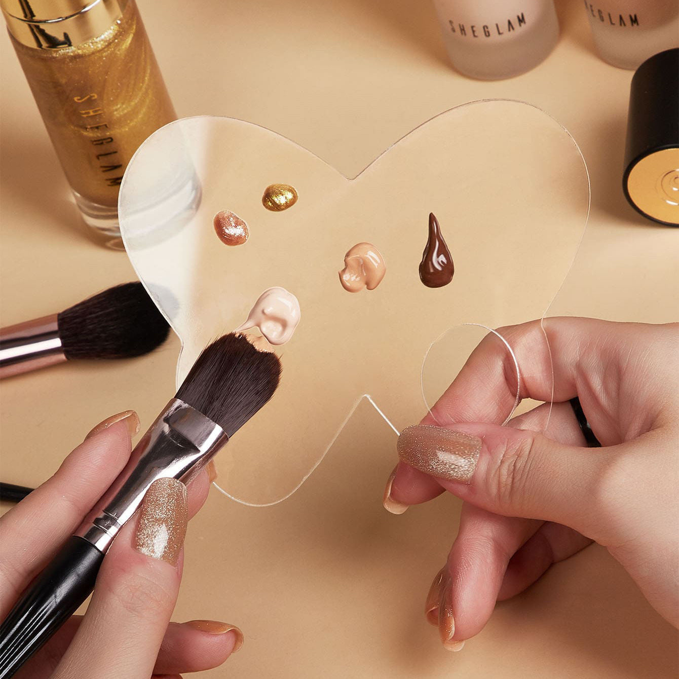 Akryl Nail Art Makeup Palette Øjenskyggestift Gel Foundation Cream Øjenskyggestift Nail Art Kosmetisk Manicure Toolblanding Værktøj Til Rejser Daglig