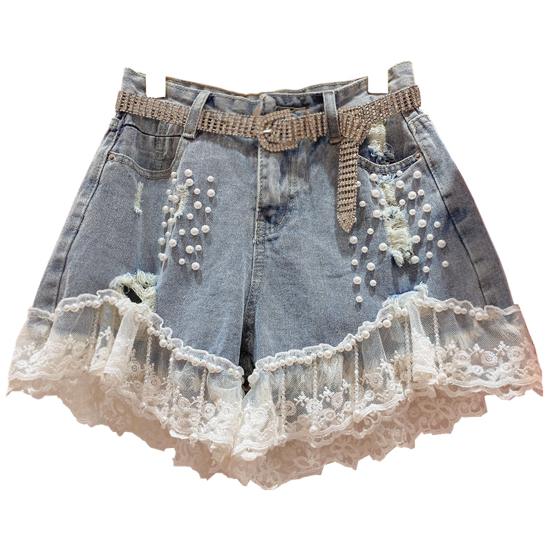 High-waisted Shorts With Diamond Korean Jeans