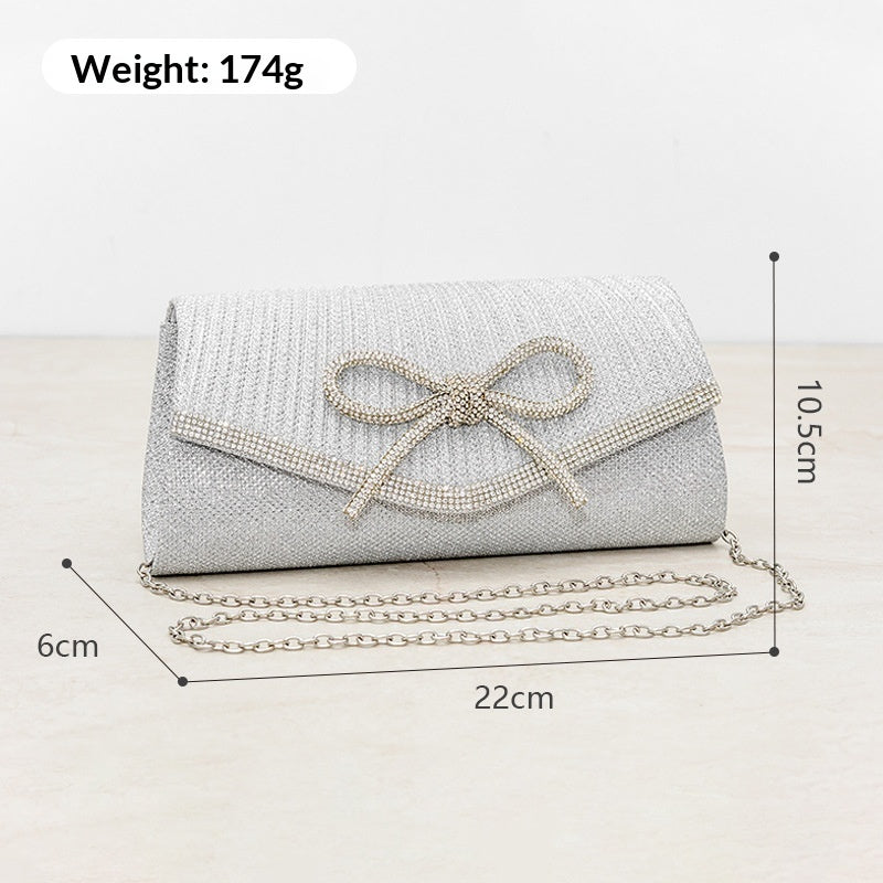 European And American Exquisite Full Diamond Bow Handbag