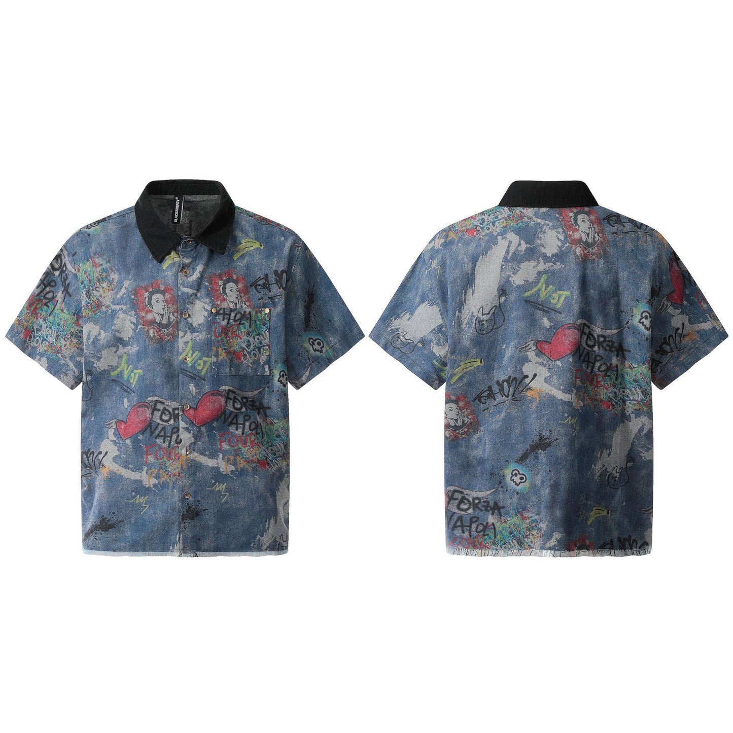 Same Summer American Retro Hip Hop Polo Collar Shirt