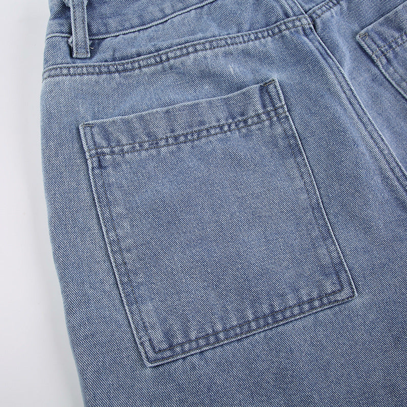 Women's Asymmetric Workwear With Pocket Jeans