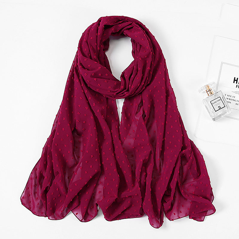 Women's Pearl Pure Color Chiffon Headscarf