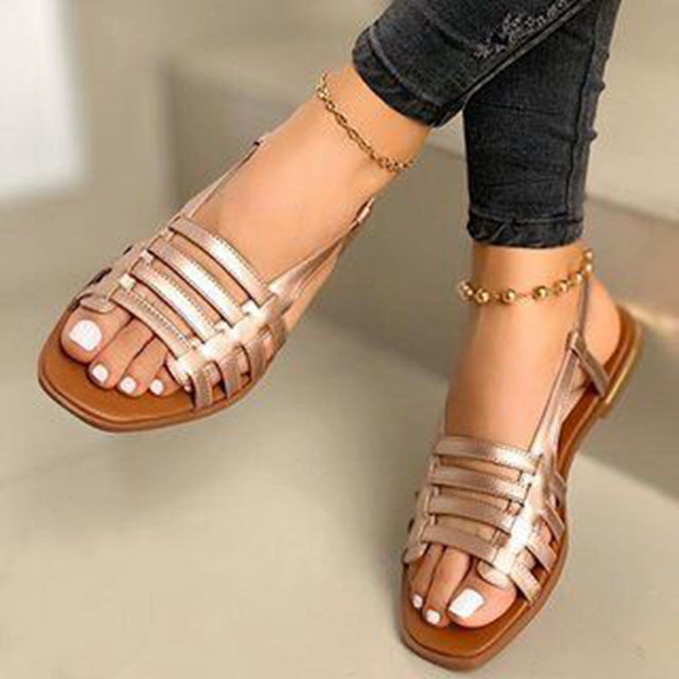 Flat round toe casual sandals women's plus size