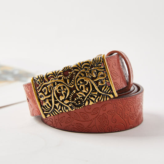 Cowhide ladies leather vintage belt