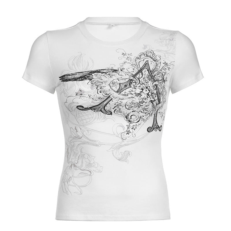 Retro Slim-fit Kortærmet T-shirt til kvinder