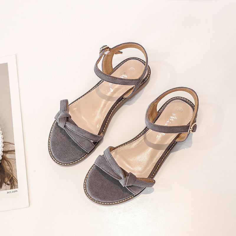 Flat heel buckle Roman shoes