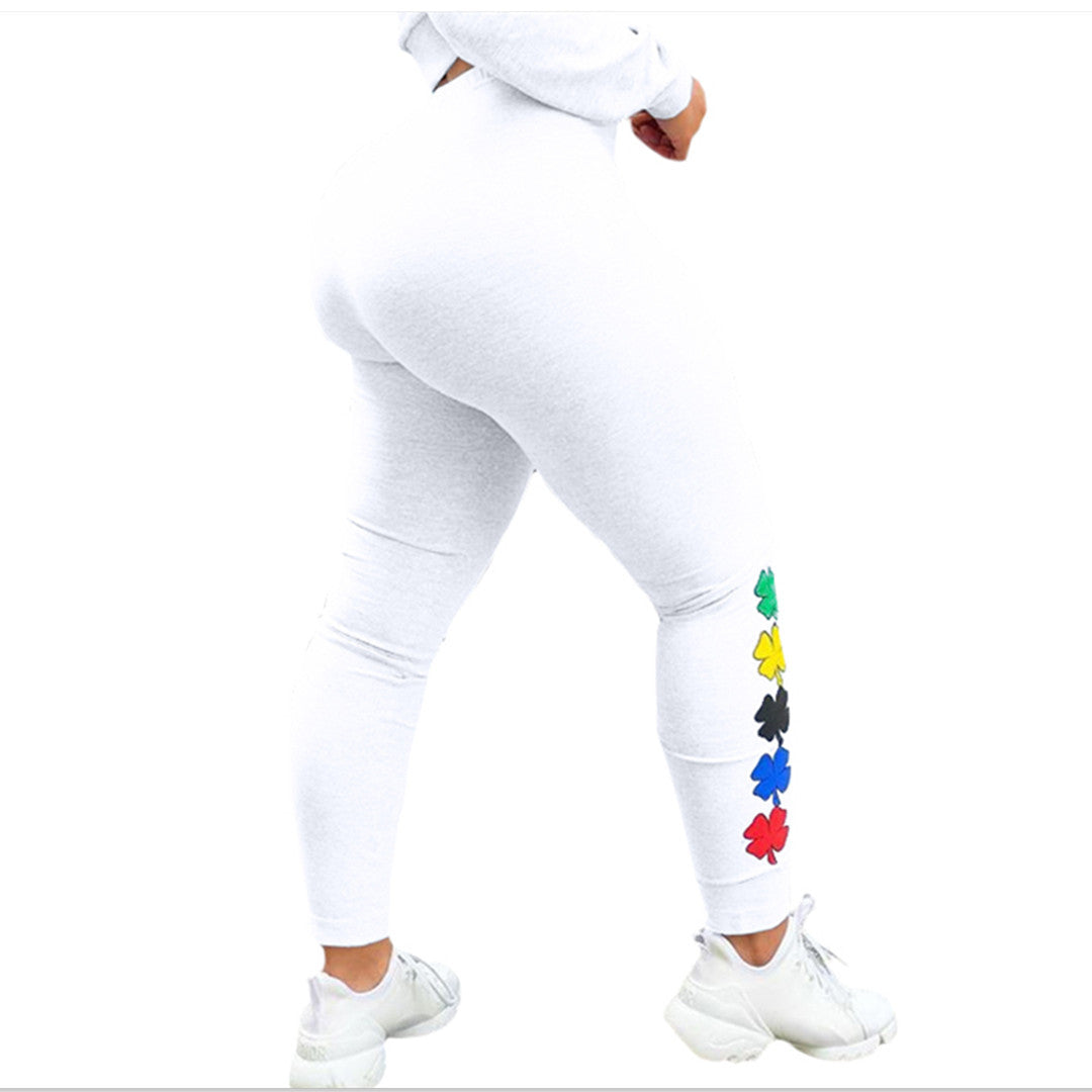 Fashion Printed Sexy Slim-fit Buttocks Casual Trousers