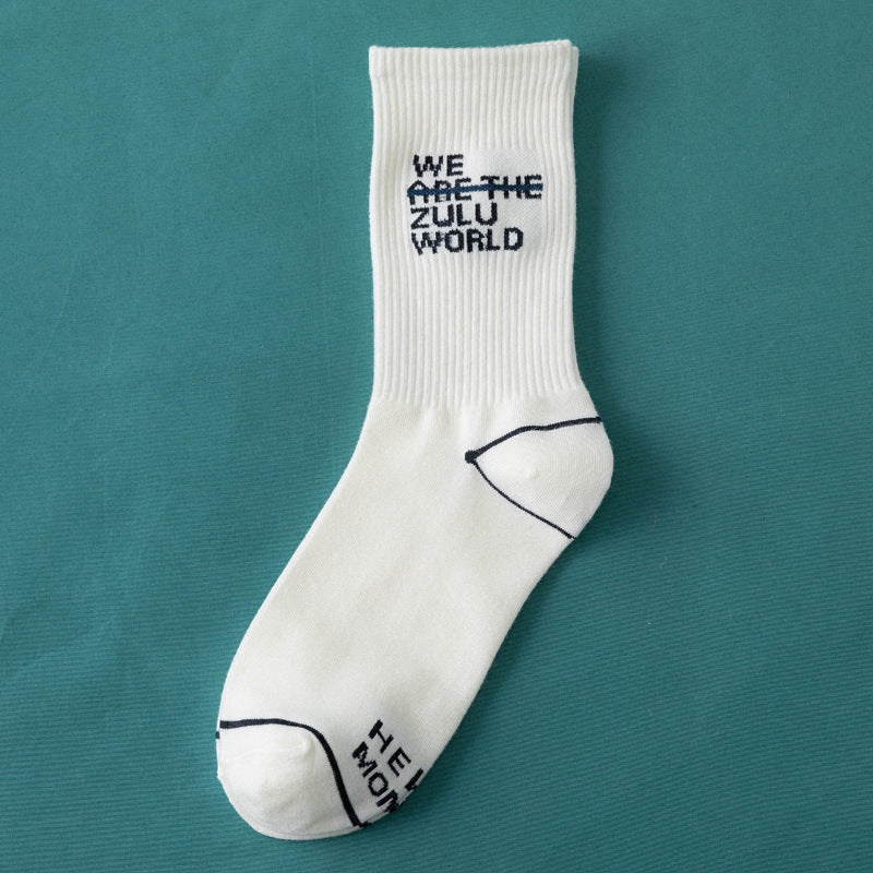 Men's And Women's Trendy Net Red Ins Cotton Tube Socks Hip-Hop Alphabet Socks