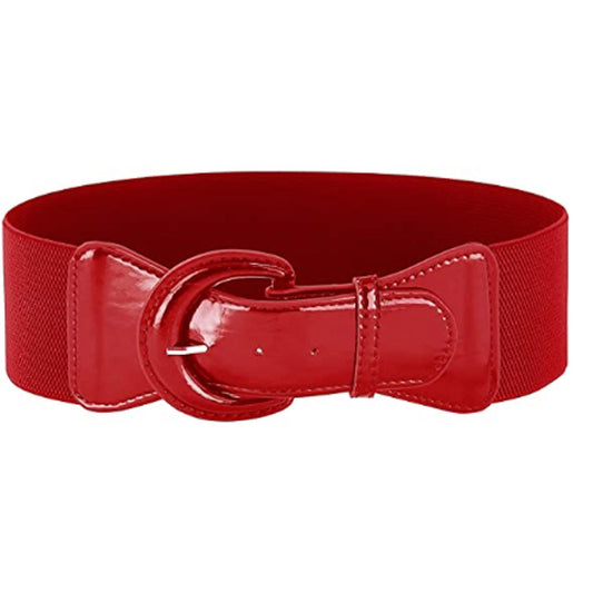 Women's Fashion Retro Solid Color Elastic Waistband