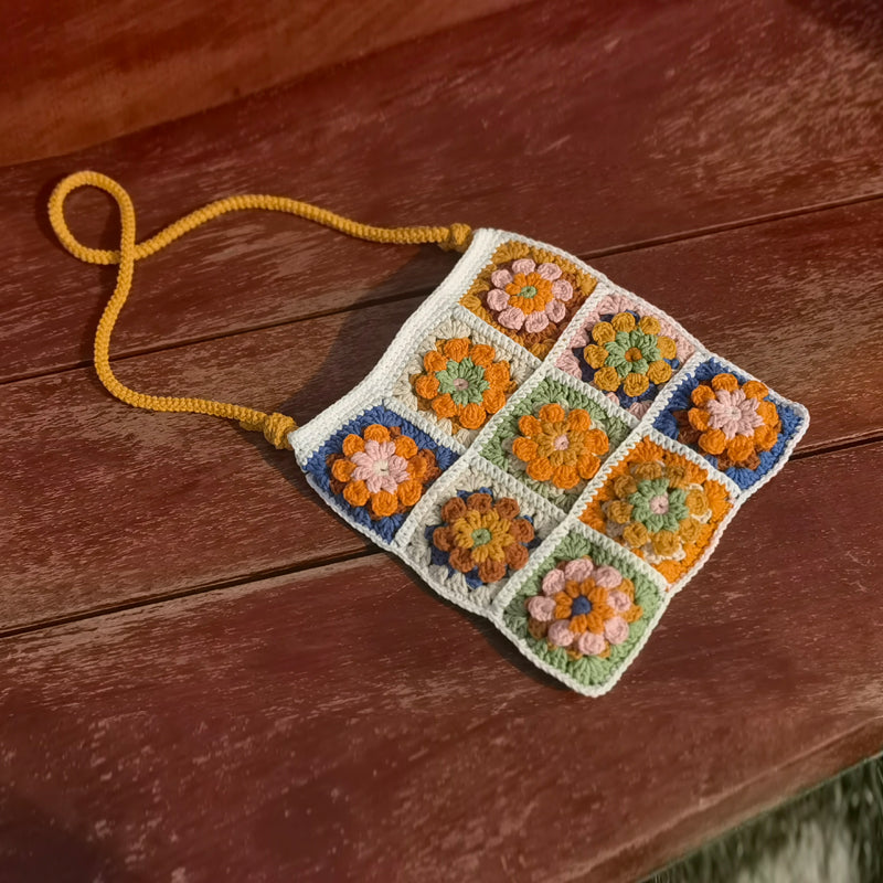 Diy Hand-woven Kaleidoscope Woolen Yarn Bag