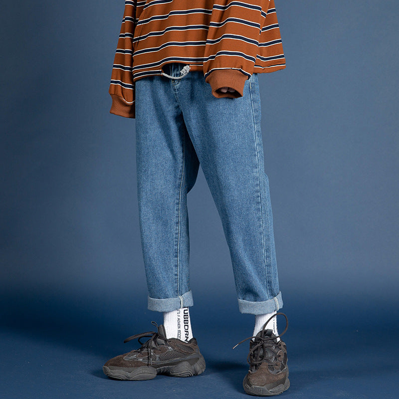 Fat-fit straight trousers