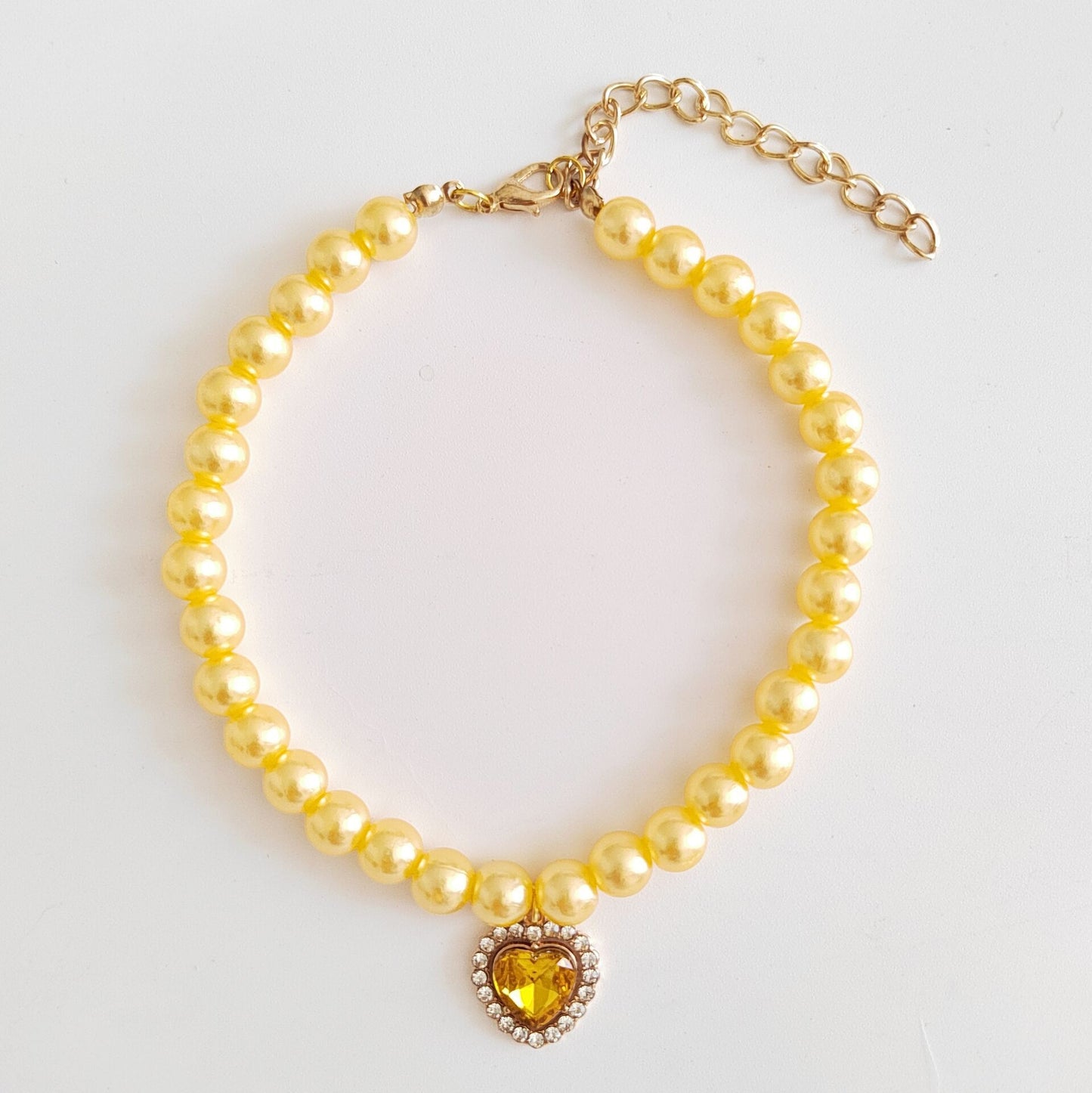 Pet Necklace Cat Pearl Pendant Colorful Gem