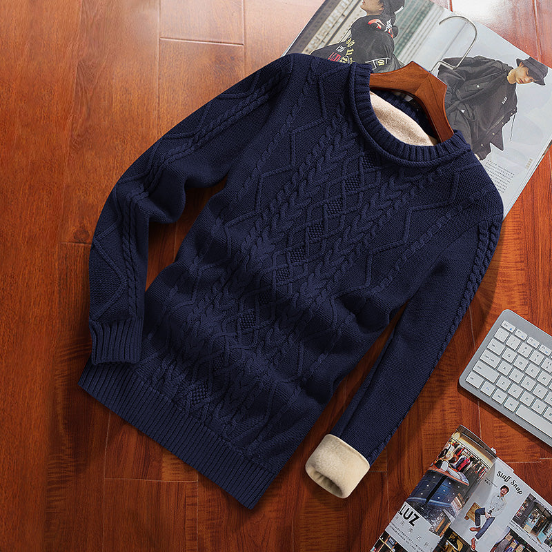 Slim-fit Twisted Solid Color Thick Warm Bottoming Shirt