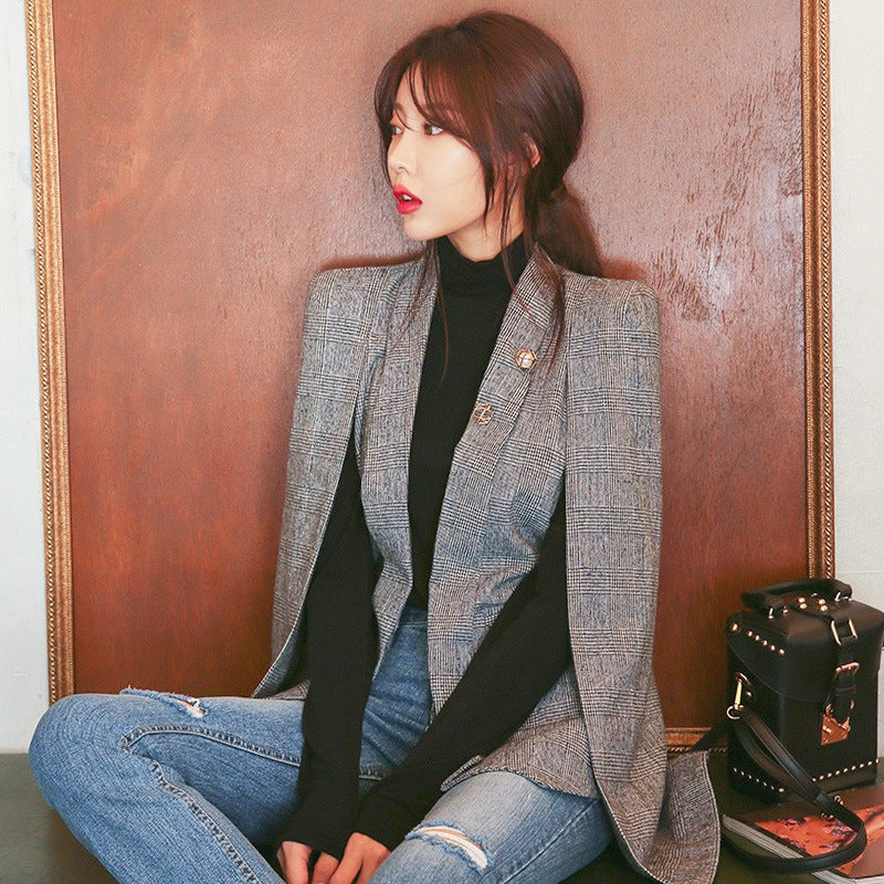 Mid Length Slim Fit Cape Cape Blazer