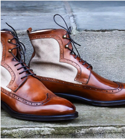 Stitched Canvas Hollow Pointed Brock Boots