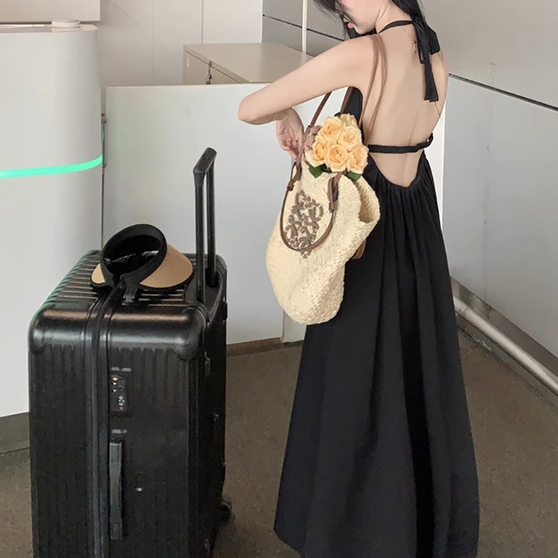 Womens Elegant And Sexy Backless Halter Slip Dress