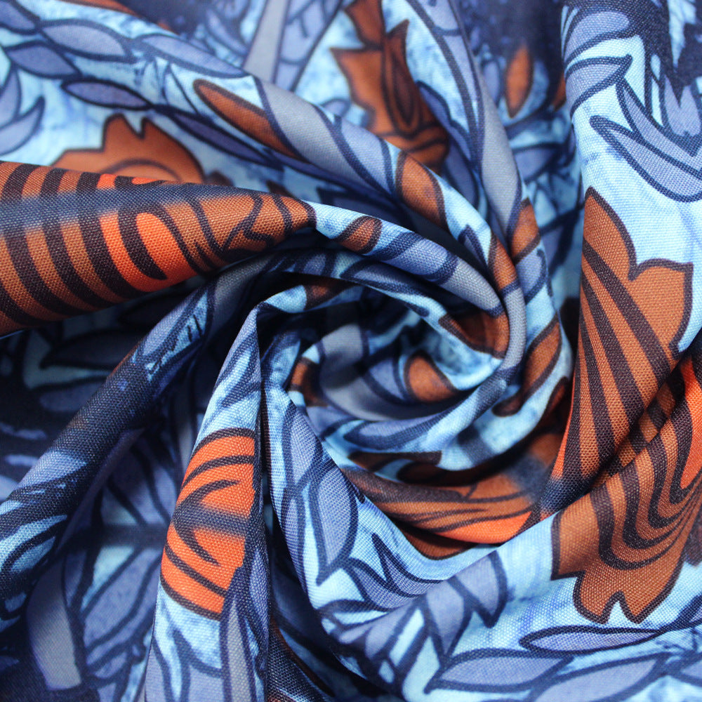 Contrast Print Zip-Up Long Bodysuit