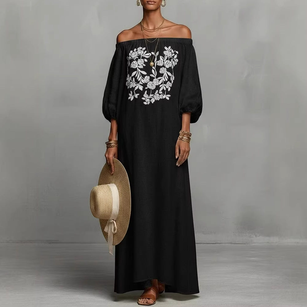 Off-shoulder Long Dress Vacation Dress
