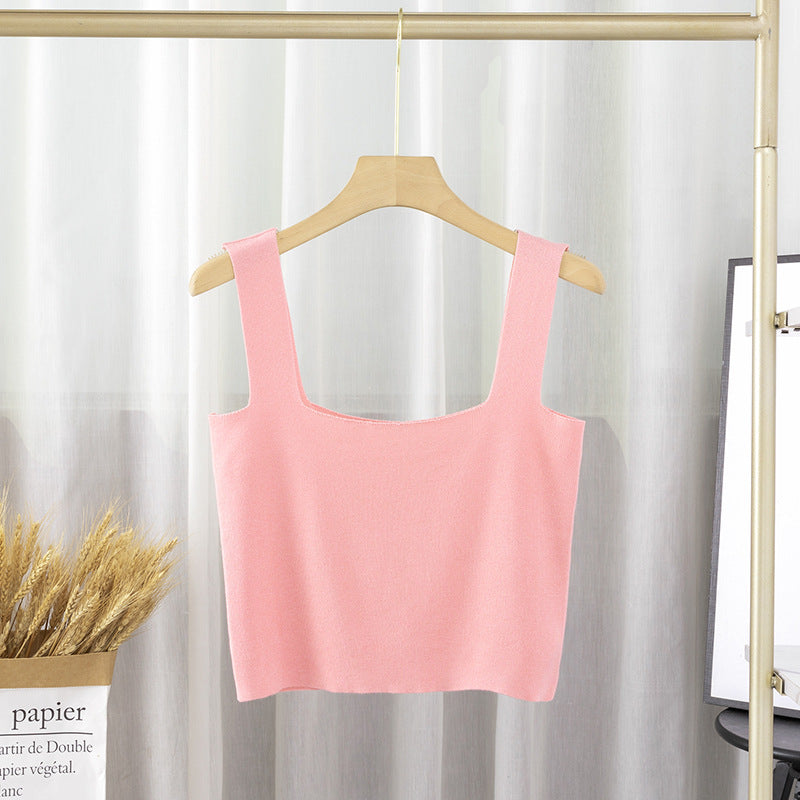 Short Square-neck Knitted Innerwear Camisole Vest